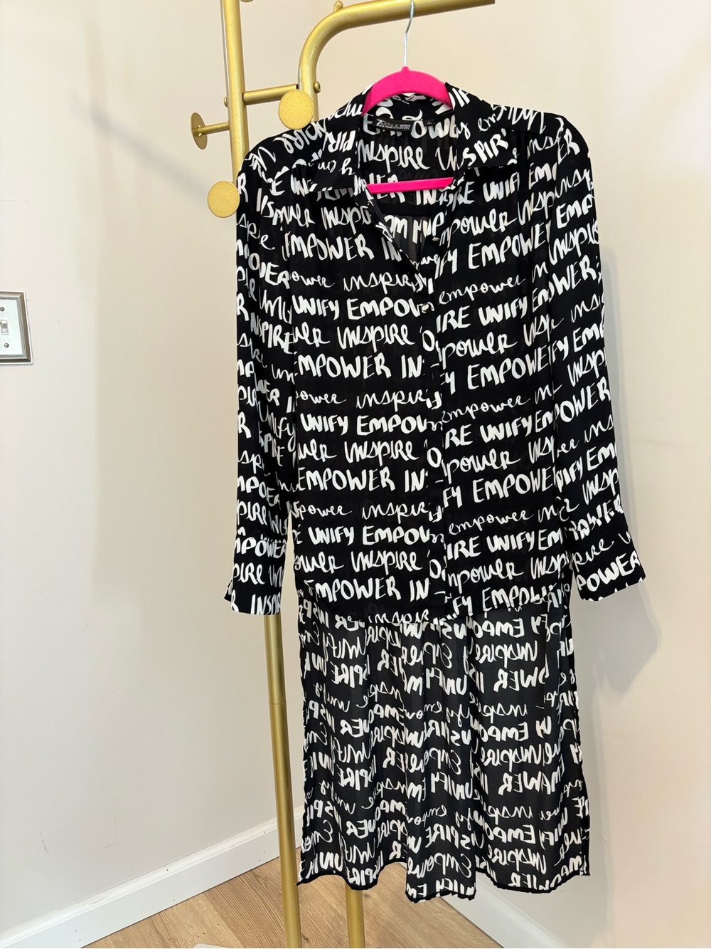 Black & White high low shirt Script Print women- Empower Collection